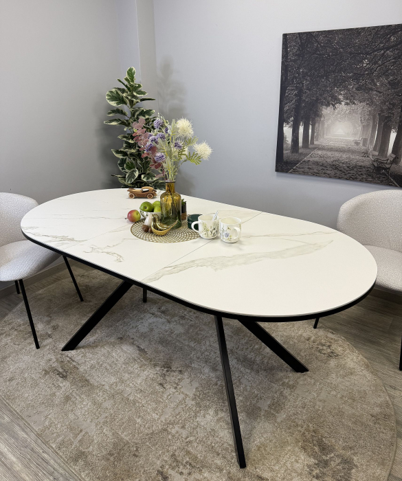 Обеденные столы, Стол Kenner DO1300 раздвижной, керамика, опоры черные