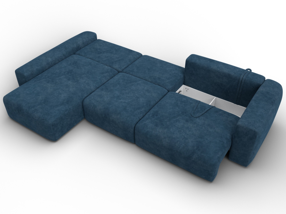 Диваны угловые в гостиную, Диван угловой Лига-066 НПБ Лонг угол левый, велюр BRUT