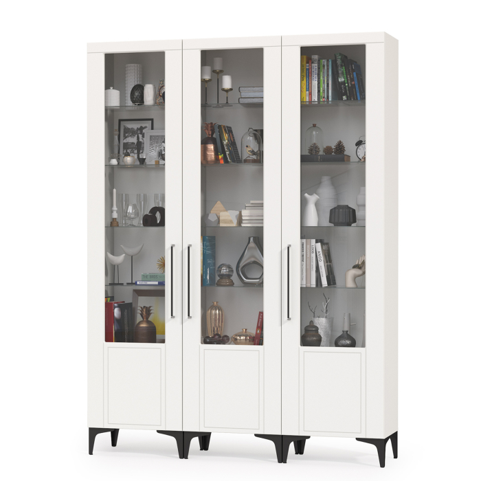 Стенки для гостиной, Три пенала со стеклом для гостиной Валенсия № 130