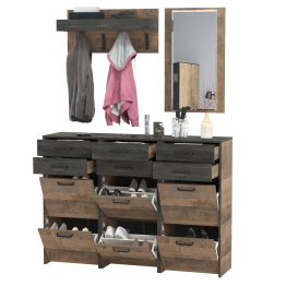 Три высоких обувницы в прихожую Трувор с зеркалом и вешалкой