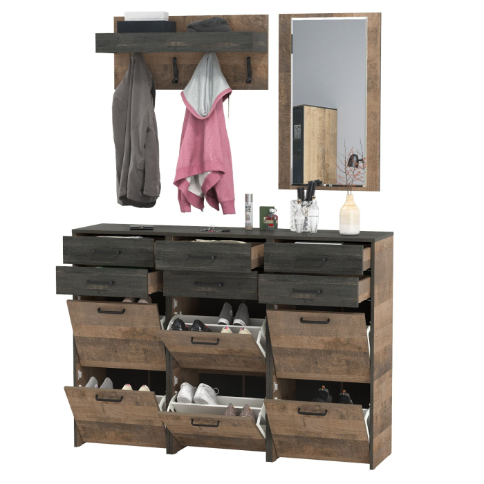 Прихожие, Три высоких обувницы в прихожую Трувор с зеркалом и вешалкой