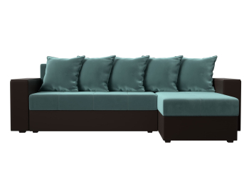 Диван угловой Дубай Лайт, велюр/экокожа, правый угол