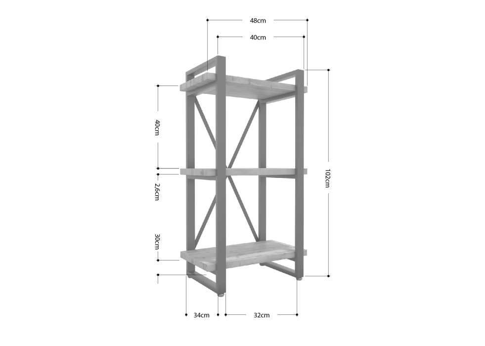 Стеллажи, Стеллаж Айсберг Лофт 40х102-2 черный