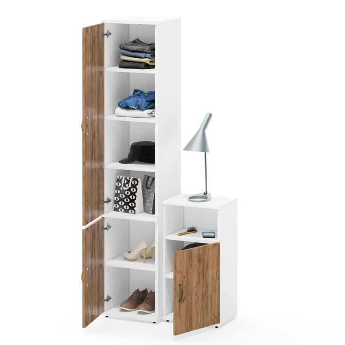 Домашние кабинеты, Пенал с полками и тумба с дверкой и нишей Лидер-8