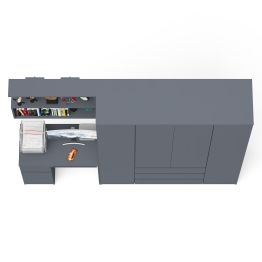 Четырёх-дверный шкаф-комод Мори МШ1600.1 с компьютерным столом МС-1 тумба слева и верхней полкой