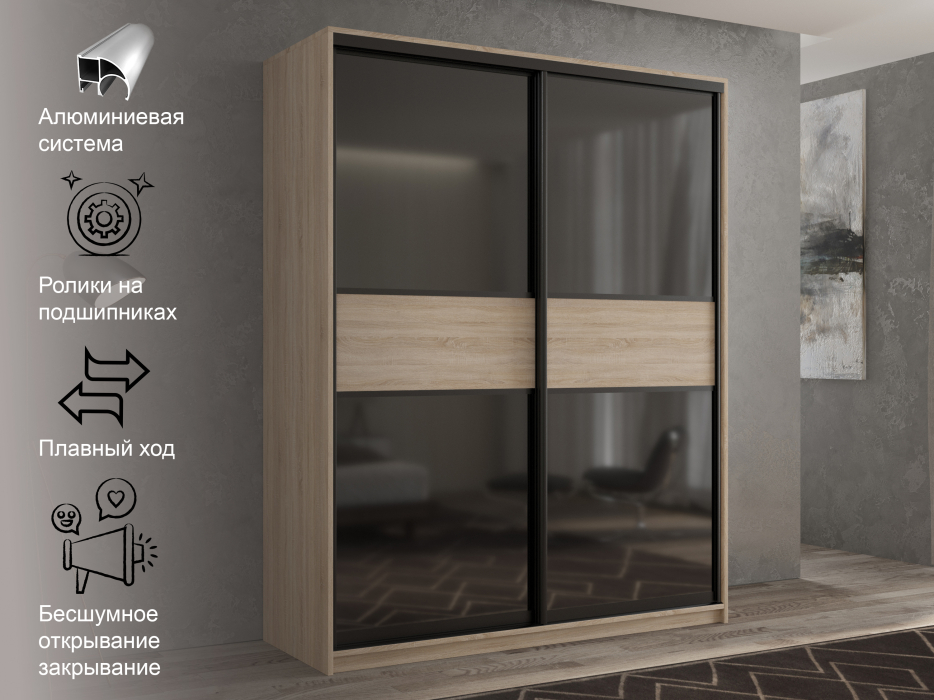 Шкафы-купе 2-х дверные, Шкаф-купе 2х дверный Кааппи 12 160х45