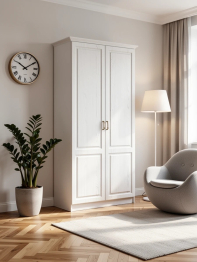 Двустворчатый шкаф Ливерпуль ясень ваниль/белый