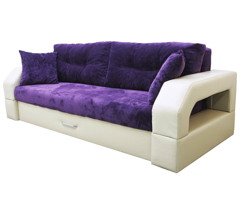 Дизайнерские диваны для гостиной, Диван-кровать еврокнижка Манчестер с подсветкой, 160, велюр/экокожа
