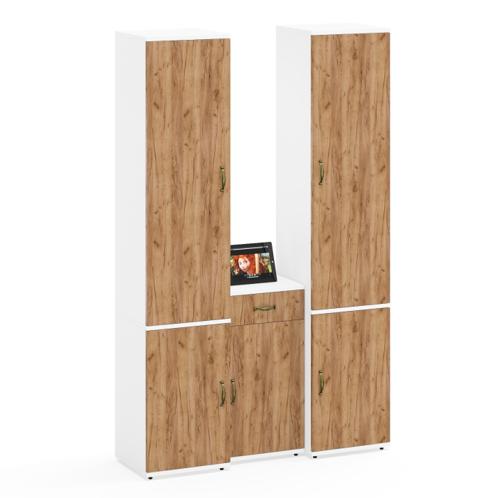 Домашние кабинеты, Пеналы с полками каждый по пять полок Лидер-8 и тумба дверка и ниша