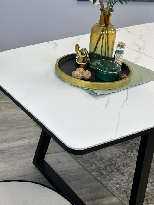 Обеденные столы, Стол Kenner AZ1400 раздвижной, керамика , опоры черные