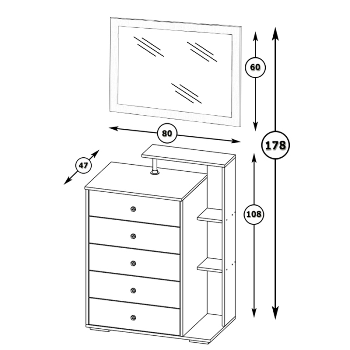 Комоды, Комод с зеркалом Камелия
