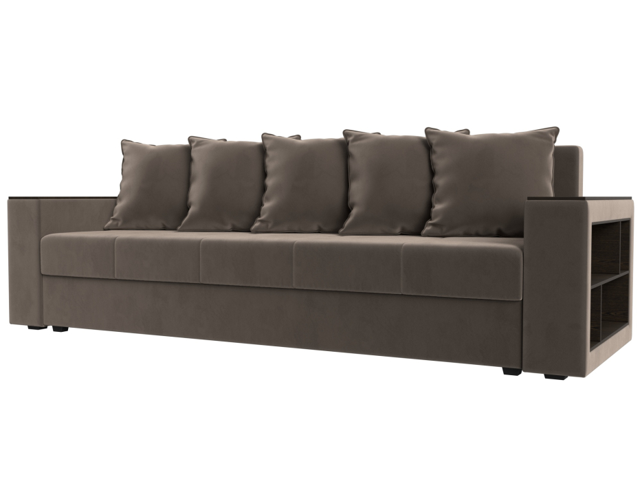 Диваны прямые, Диван прямой Дубай Лайт полки справа, велюр