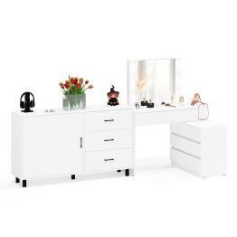 Стол-трансформер косметический с подсветкой 110 и комод-тумба три ящика 122-1504