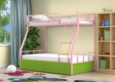 Для подростков, Двухъярусная кровать Радуга ящики зеленый