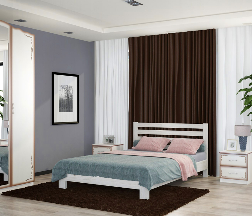 Кровати 140 см, Кровать НИКА 1,4х2, белый