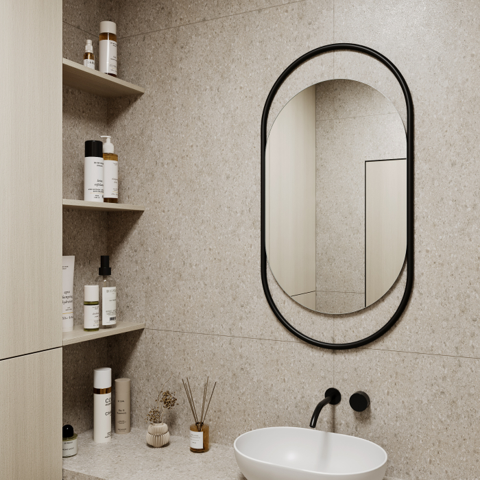 Зеркала в спальню, Дизайнерское настенное зеркало GENGLASS Evelix S в металлической раме