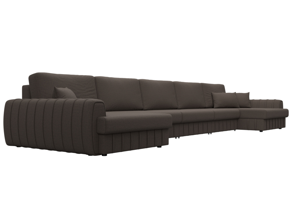 Диваны угловые в гостиную, Диван П-образный Лига-057 НПБ МегаЛонг, рогожка Амур