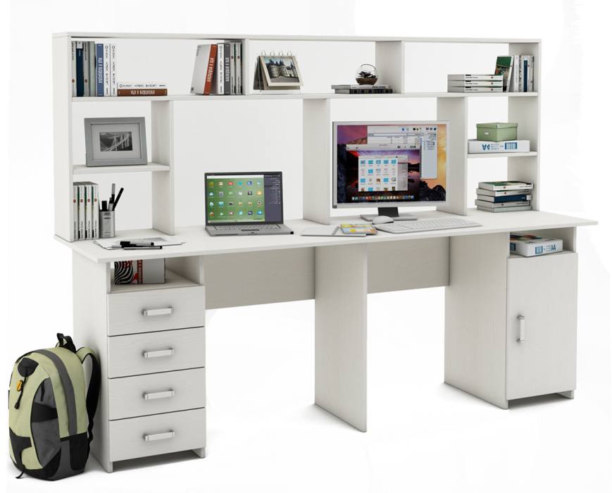 Прямые, Письменный стол Лайт-14 с надстройкой