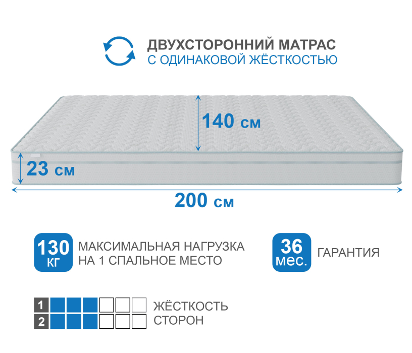 1400 x 2000, Матрас Слип-Соната в чехле Cooler 1400х2000