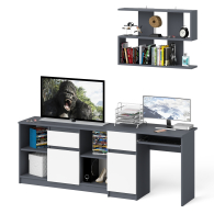 Прямые компьютерные столы, Тумба для техники МТВ1204.1 с компьютерным столом Мори МС-1 левым и полкой навесной