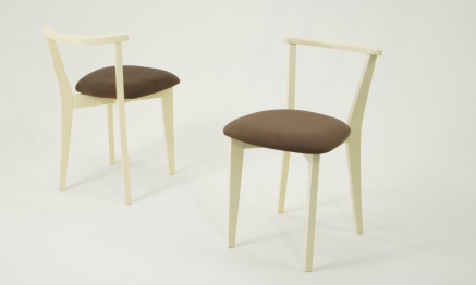 Стол Сканди М 100 слоновая кость со стульями Франк слоновая кость велюр коричневый