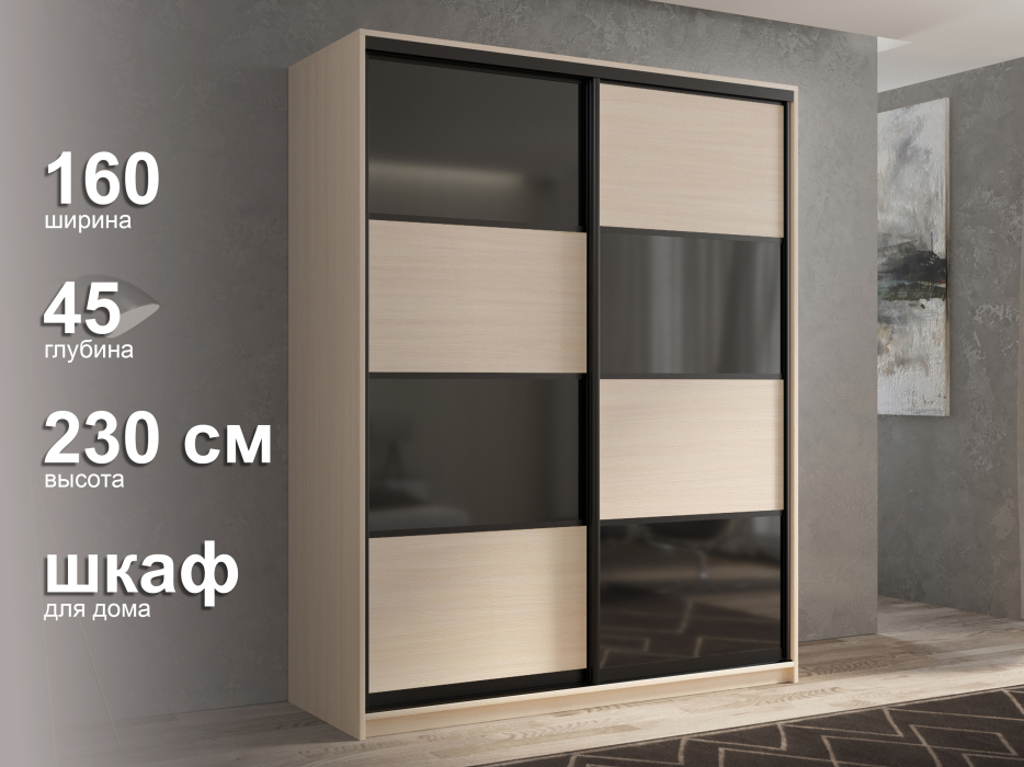 Шкафы-купе 2-х дверные, Шкаф-купе 2х дверный Кааппи 13 160х45