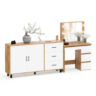 С зеркалом, Косметический столик Сура с зеркалом и подсветкой и с тумбой-комодом 123-1604