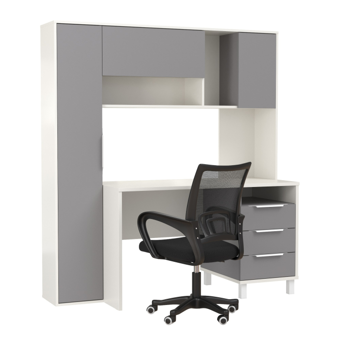 Прямые компьютерные столы, Домашний офис Mobi Комфорт 12.95N с компьютерным креслом 103 чёрного цвета