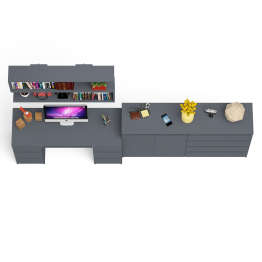 Стол для работы Мори МС-2 с книжной полкой на 1200 и комодом-тумбой МК1600.1