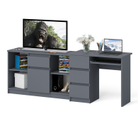 Домашние кабинеты, Стол компьютерный три ящика МС-6 левый с тумбой 1204-1 Мори