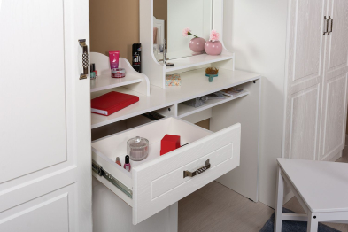 Стол туалетный с зеркалом Ливерпуль 12.46+10.118, цвет ясень ваниль/белый