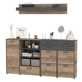 Комод-тумба в прихожую с навесной полкой и двумя обувницами с ящиками Трувор