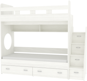 Двухъярусная кровать Юниор 1 80x160, Белое Дерево