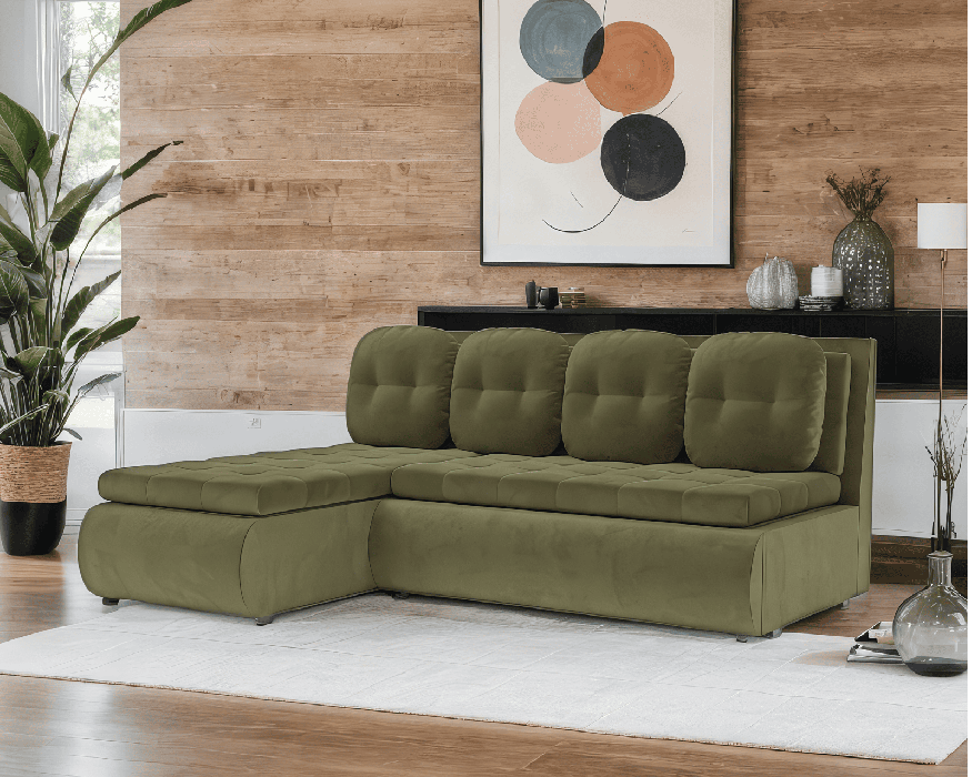 Диваны угловые в гостиную, Диван угловой Кормак (Велюр)
