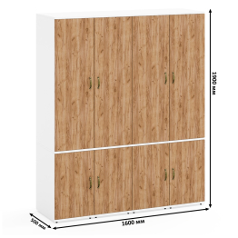 Мебельная стенка из четырёх узких шкафов с вешалкой для одежды и полкой Лидер-8