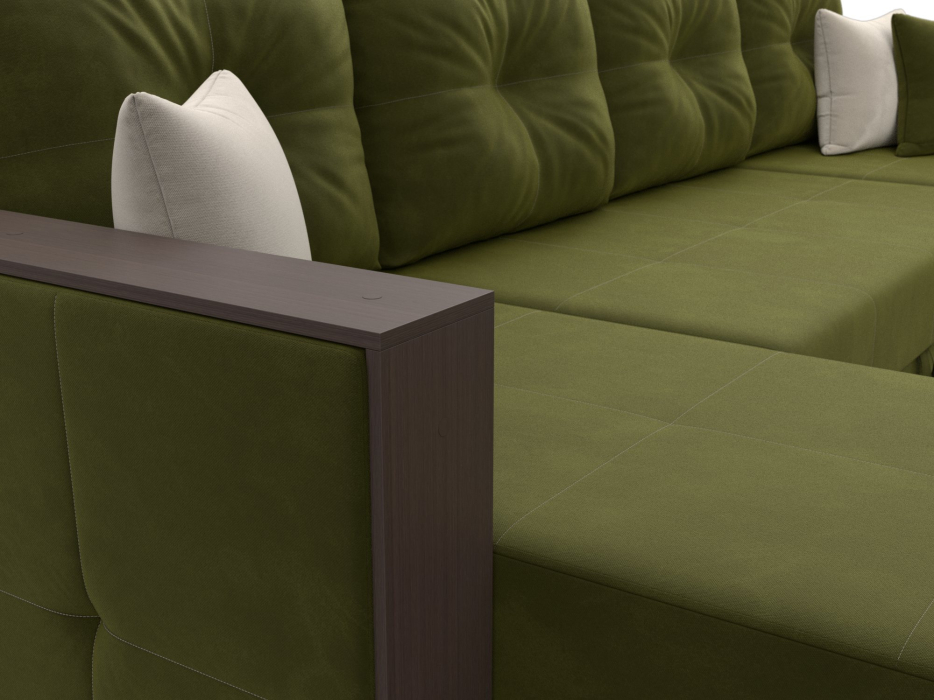 Диваны с ящиком для белья, П-образный диван Валенсия, микровельвет