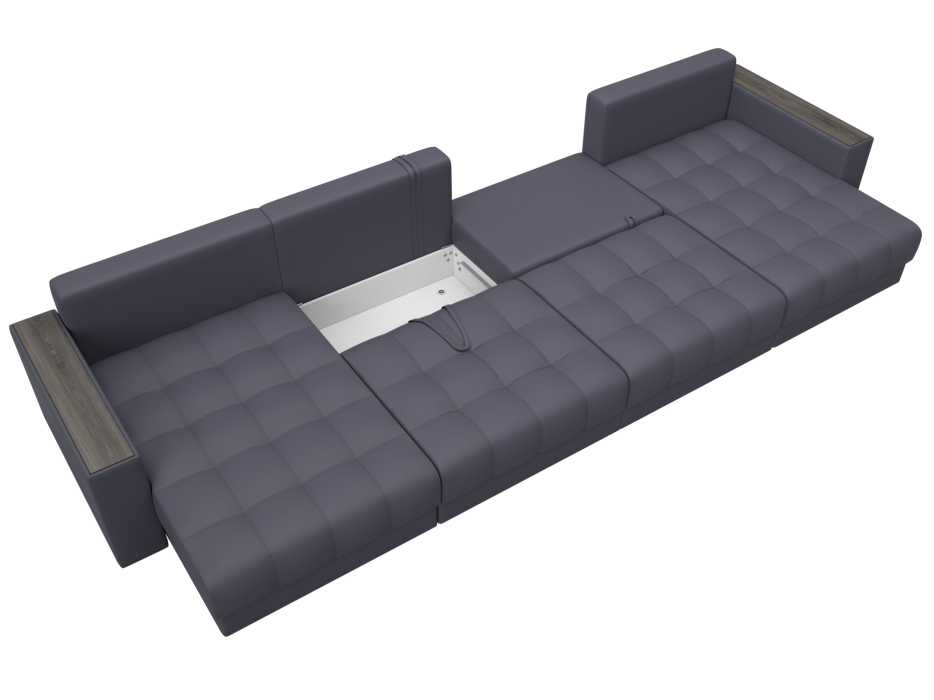 Дизайнерские диваны для гостиной, Диван П-образный с декором Лига-049 НПБ Лонг, экокожа GRIFON