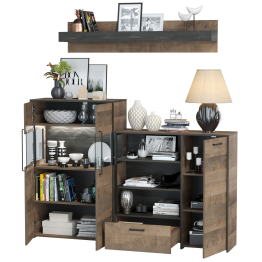 Комод с витриной с подсветкой и комод с дверкой и ящиком Трувор