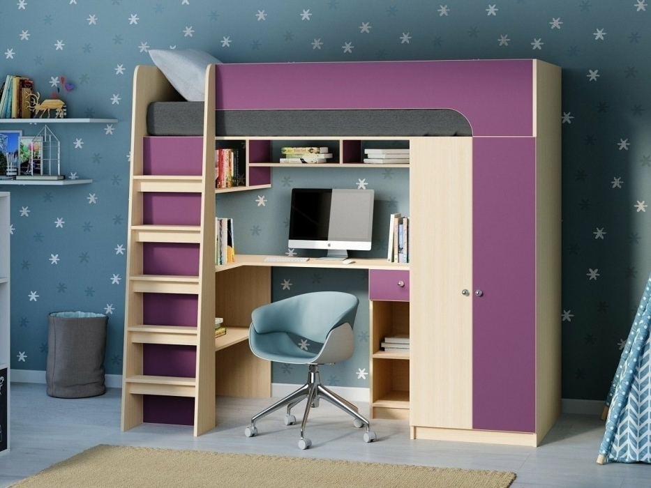 Кровати-чердаки, Кровать-чердак Астра 10 Дуб молочный