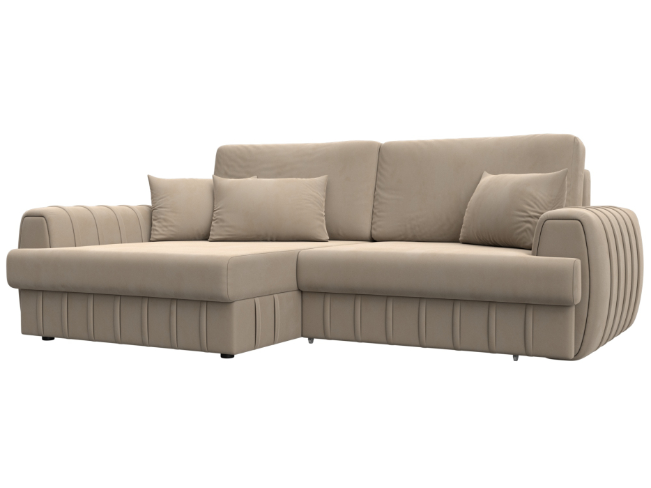 Диваны угловые в гостиную, Диван угловой Лига-057 НПБ угол левый, велюр SEVEN