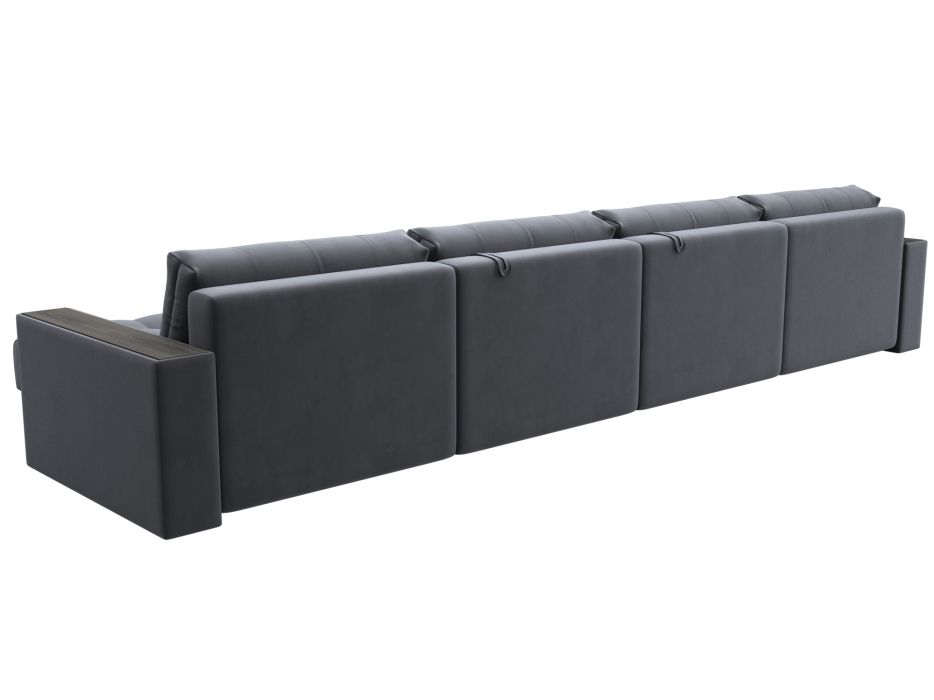 Дизайнерские диваны для гостиной, Диван П-образный с декором Лига-049 НПБ Лонг, велюр SEVEN