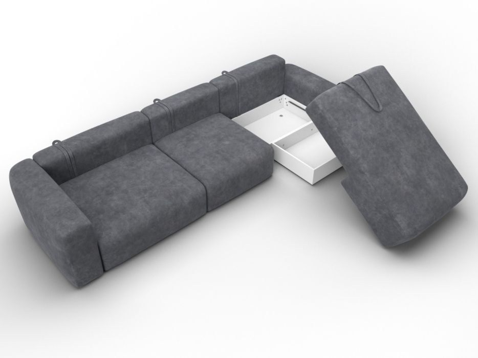 Диваны угловые в гостиную, Диван угловой Лига-066 НПБ Лонг угол правый, велюр BRUT