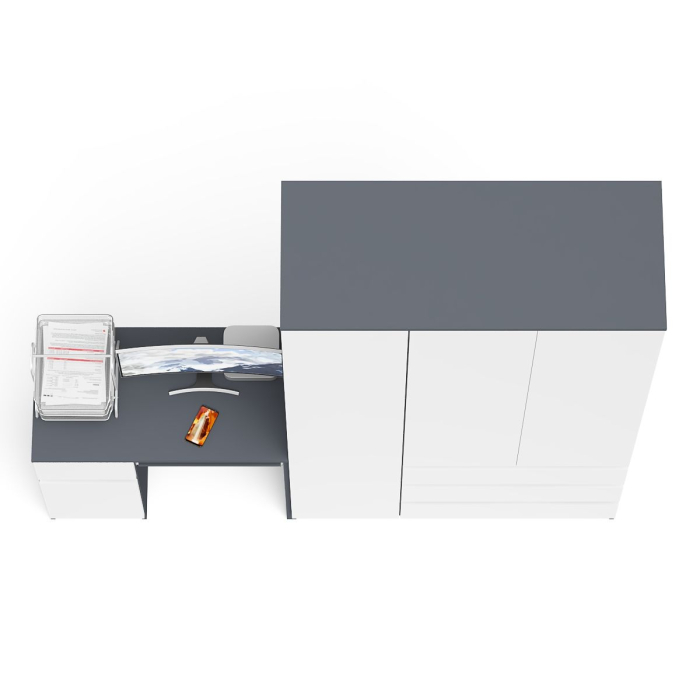 Домашние кабинеты, Компьютерный стол с тумбой с дверкой и ящиком левый и шкаф-комод Мори МШ1200-1