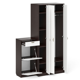 Тумба для обуви две секции в прихожую П-6-500 с пеналом и шкафом фрезеровка прованс