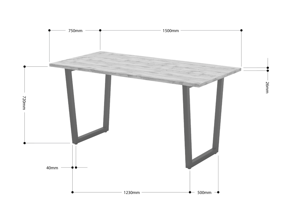 Обеденные столы, Стол обеденный Айсберг Лофт 08 Черный