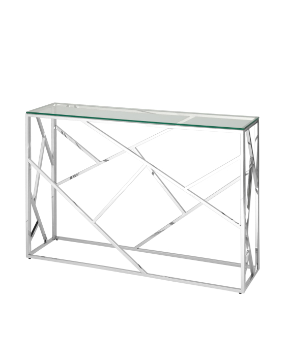 Открытые, Консоль АРТ ДЕКО 115х30 (Прозрачное стекло/Сталь серебро)