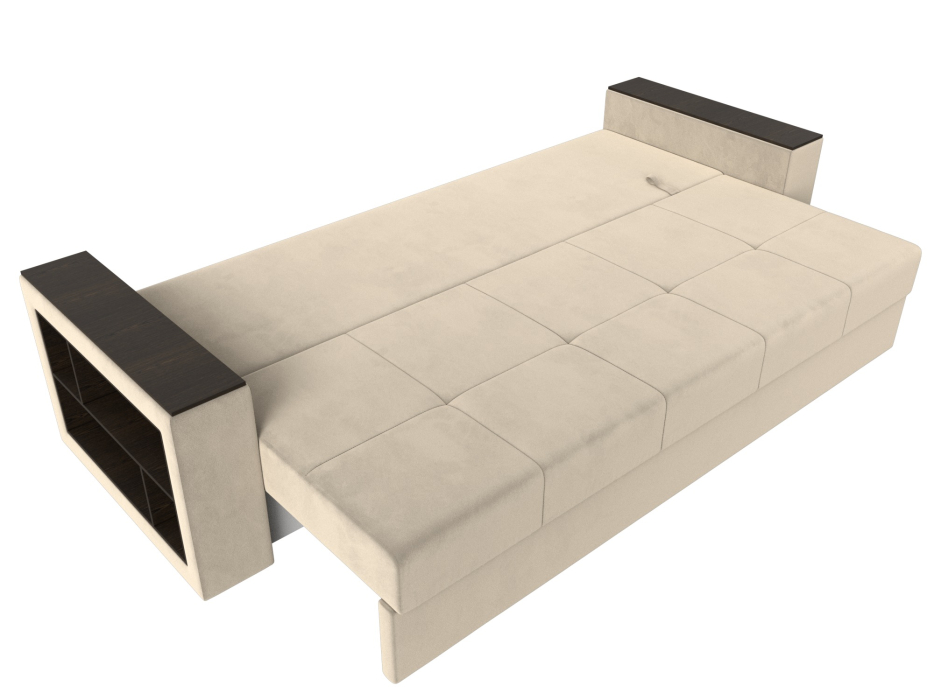 Диваны кровати со спальным местом, Диван прямой Дубай Лайт полки слева, микровельвет