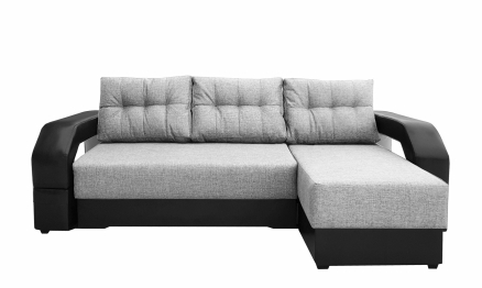 Диван угловой Манчестер 150 с подсветкой, правый, рогожка/экокожа