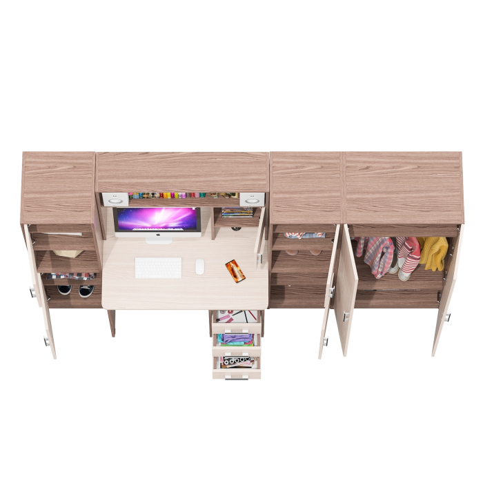 Домашние кабинеты, Уголок для школьника из стола с пеналами и платяного шкафа СК-9