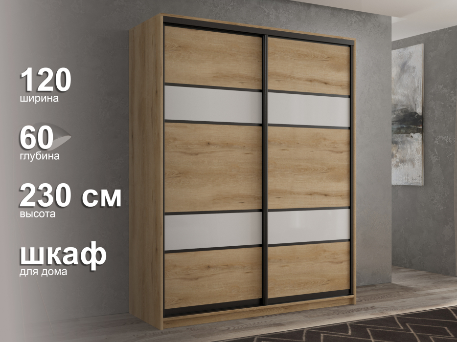 Шкафы-купе 2-х дверные, Шкаф-купе 2х дверный Кааппи 8 120х60